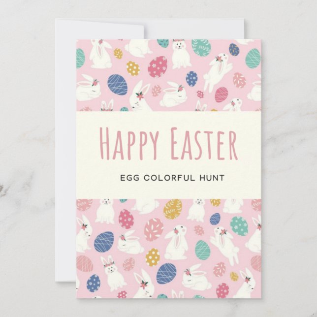 Easter Egg Hunt And Brunch Colourful Eggs Holiday Card (Front)