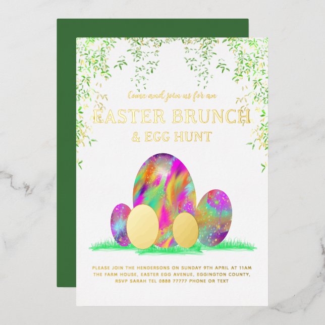 Easter Egg Hunt and Brunch Watercolor Gold (Front/Back)