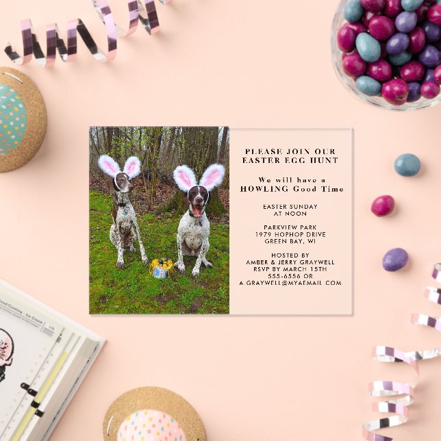 Easter Egg Hunt and Party Dogs Easter Acrylic Invitations (Insitu (Celebration))