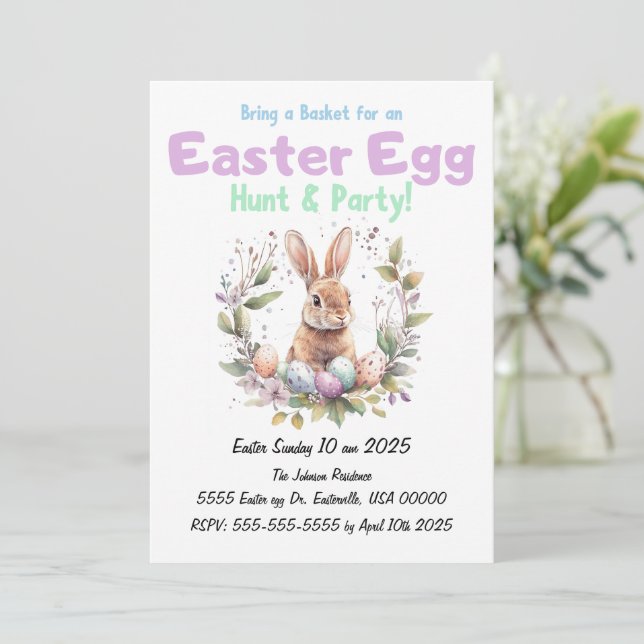 Easter Egg Hunt and Party Invitation (Standing Front)