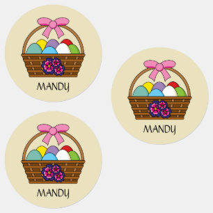 Easter Egg Hunt Basket w Pastel Eggs   Personalise