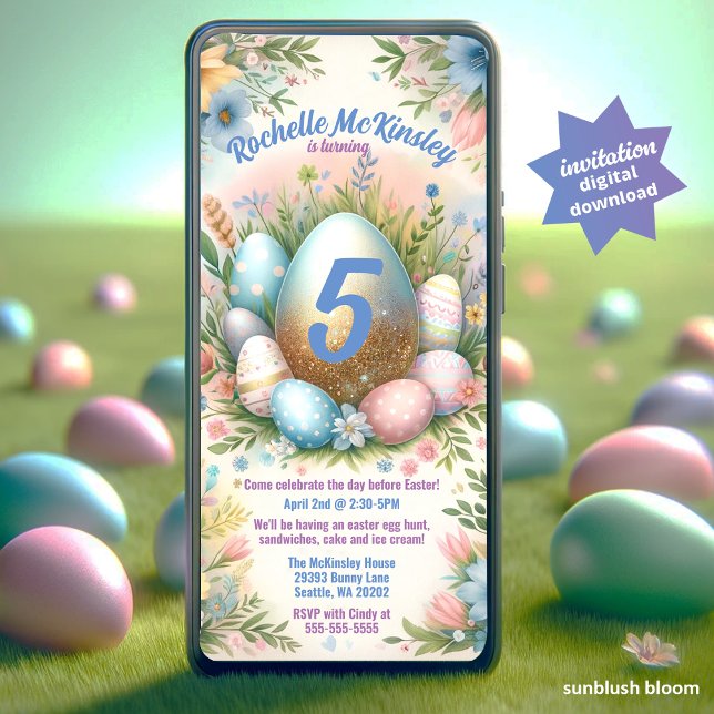 Easter Egg Hunt Birthday Party Digital Invitation (Creator Uploaded)