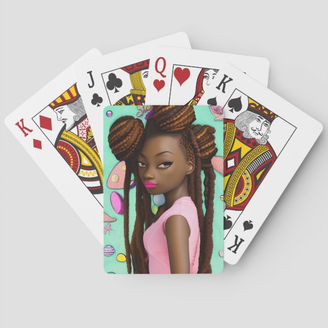 Easter Egg Hunt Black Girl Magic Melanin Girls Playing Cards (Back)