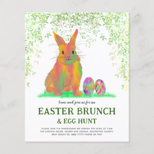 Easter Egg Hunt Brunch Cute Bunny Budget Green Flyer