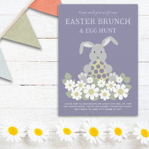 Easter Egg Hunt Brunch Cute Bunny Daisy Floral  Invitation