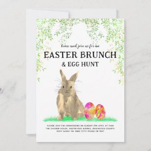 Easter Egg Hunt Brunch Cute Bunny Watercolor Invitation