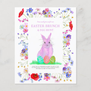 Easter Egg Hunt Brunch Pink Bunny Floral Budget Flyer