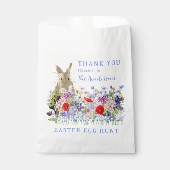 Easter Egg Hunt Bunny Floral Thank You Favour Bags (Front)