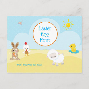 Easter Egg Hunt BYOB Cute Animals Scene Postcard