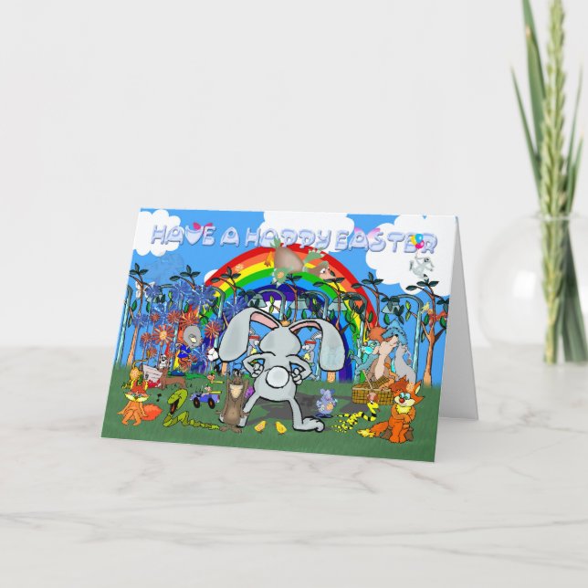 Easter Egg Hunt Card, Interactive fun Holiday Card (Front)