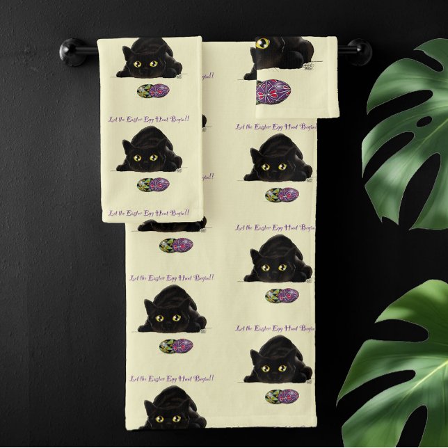 Easter Egg Hunt Cat Funny Bath Towel Set (Creator Uploaded)