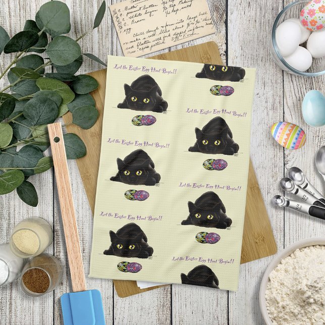Easter Egg Hunt Cat Funny Tea Towel (Creator Uploaded)
