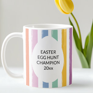 Easter Egg Hunt Champion Colourful Modern Striped Coffee Mug