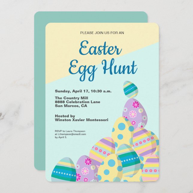 Easter Egg Hunt Colourful Eggs Hosted Event Invitation (Front/Back)