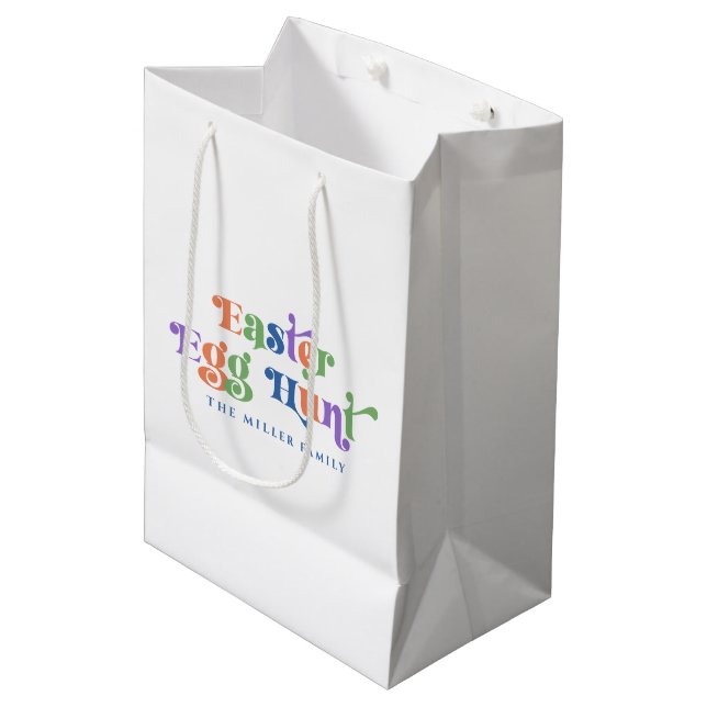 Easter egg hunt. Colourful retro typography Medium Gift Bag (Front Angled)