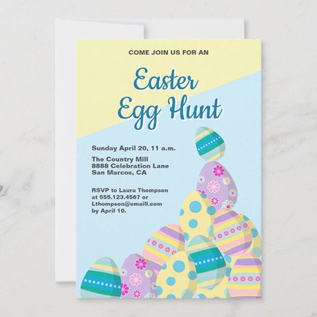 Easter Egg hunt colourful spring Custom Invitation (Front)