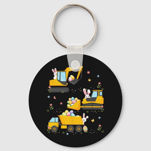 Easter Egg Hunt Construction Trucks Toddler Boys  Key Ring (Front)