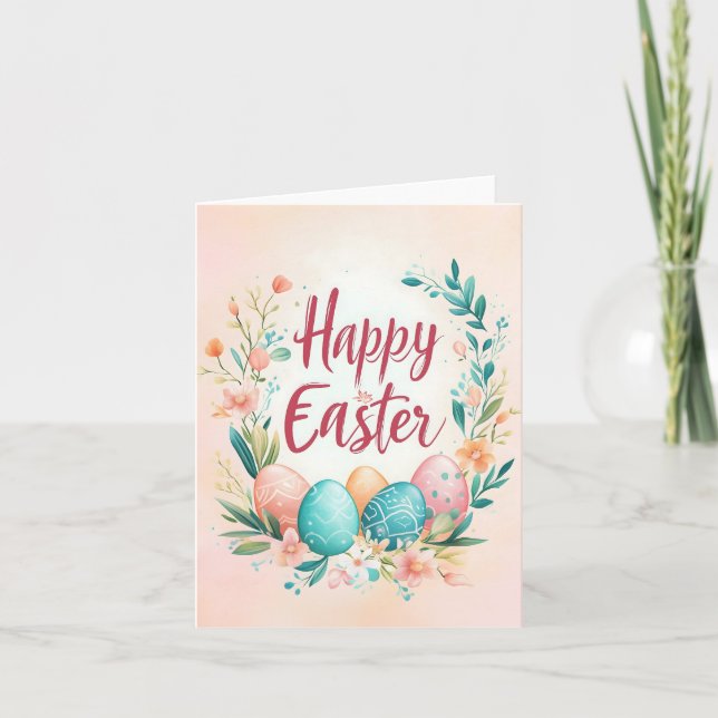 Easter Egg Hunt Floral Holiday Cards (Front)