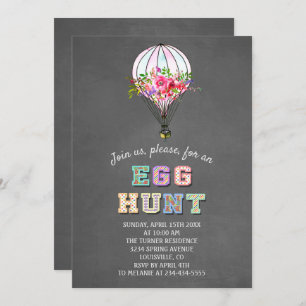 Easter EGG HUNT Floral Hot Air Balloon Invitation