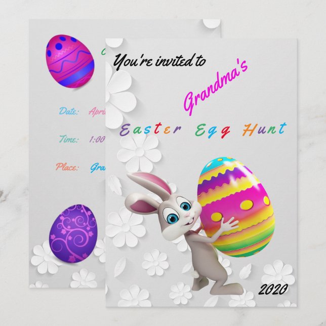 Easter Egg Hunt Floral Invitation (Front/Back)