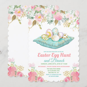 Easter Egg Hunt Floral Watercolor Invitation