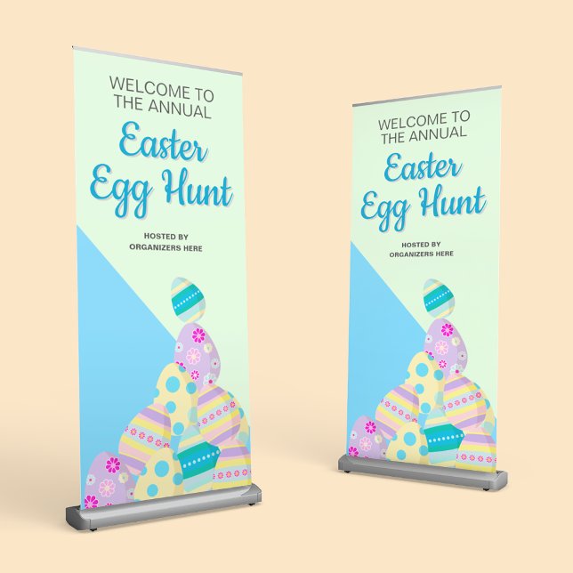  Easter Egg Hunt Fun Colourful Custom Retractable Banner (Welcome sign Easter Egg hunt retractable banners)