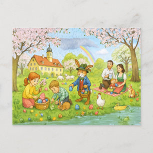 Easter Egg Hunt in Park Holiday Postcard