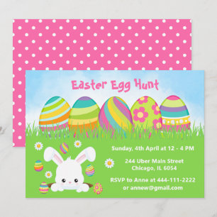 Easter Egg Hunt in Pink, Purple, Green Invitation