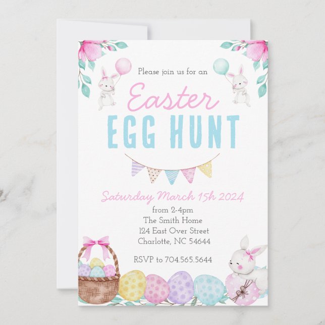 Easter Egg Hunt Invitation, Church Egg Hunt Invite (Front)