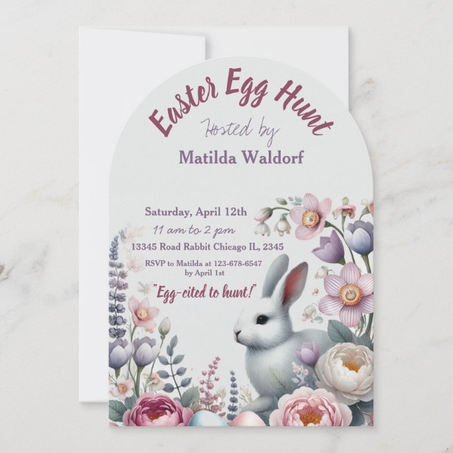 Easter Egg Hunt Invitation | Cute & Customisable  (Front)