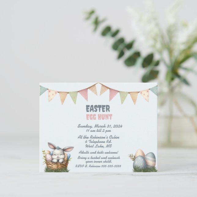 Easter Egg Hunt Invitation Postcard (Standing Front)