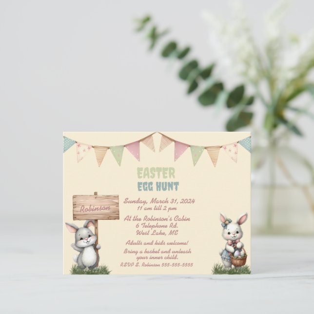 Easter Egg Hunt Invitation Postcard (Standing Front)