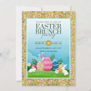 Easter Egg Hunt, Kids Easter Celebration Party Invitation