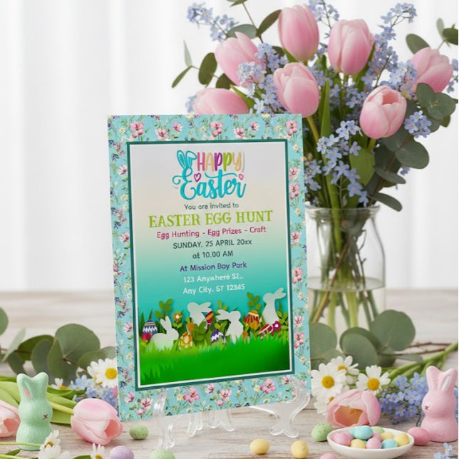 Easter Egg Hunt, Kids Easter Celebration Party Invitation (Creator Uploaded)