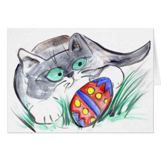 Easter Egg Hunt - Kitten finds an Egg Card