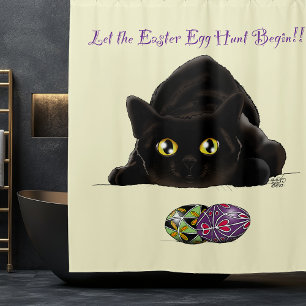 Easter Egg Hunt Kitty Shower Curtain