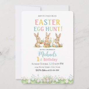 Easter Egg Hunt Michael's 1st Birthday Invitation