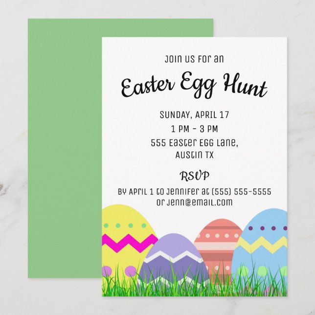 Easter Egg Hunt Party Invitation (Front/Back)