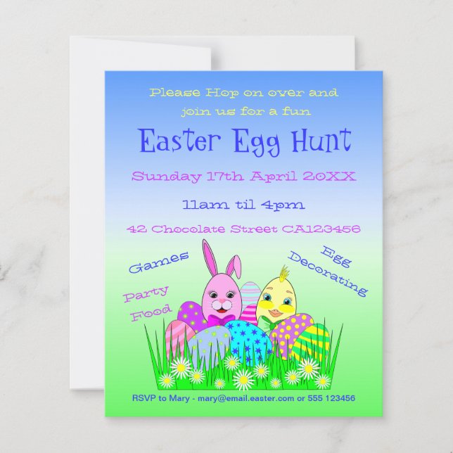 Easter Egg Hunt Party Invitation Paper Sheet (Front)