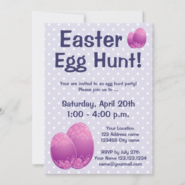 Easter egg hunt party invitations for kids (Front)