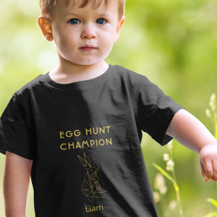 Easter Egg Hunt Personalised Cute Black Bunny Baby T-Shirt