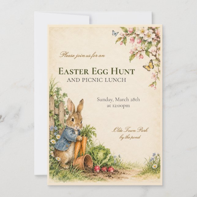Easter Egg Hunt Peter Rabbit Invitation (Front)