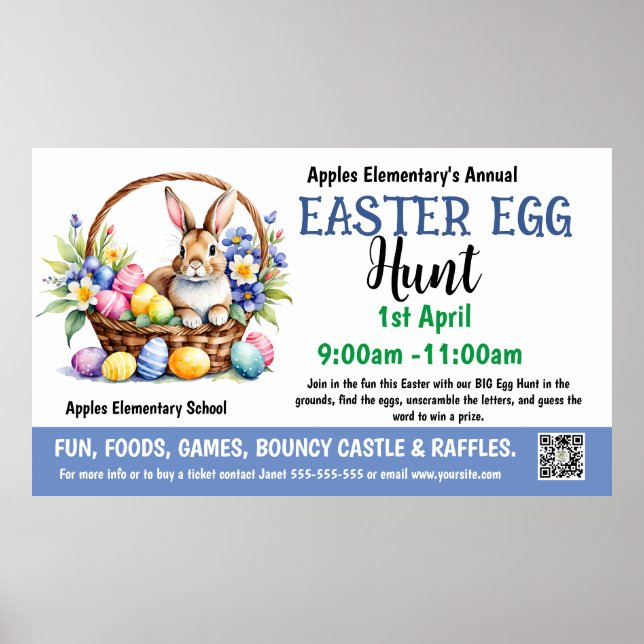 EASTER EGG HUNT PTO PTA Church Banner Poster (Front)