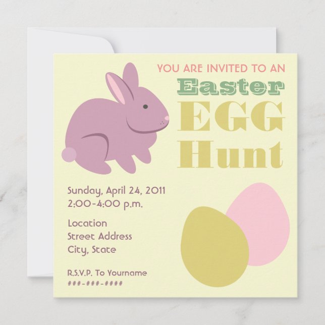 Easter Egg Hunt - Purple Bunny Invitation (Front)