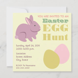 Easter Egg Hunt - Purple Bunny Invitation