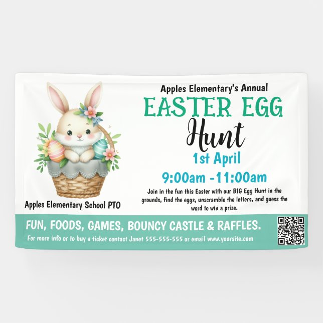 Easter Egg Hunt School or Church Fundraiser Event  Banner (Horizontal)