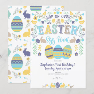 Easter egg hunt, Spring, Bunny, Girl Birthday Invitation