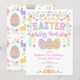 Easter egg hunt, Spring, Bunny, Girl Birthday Invitation