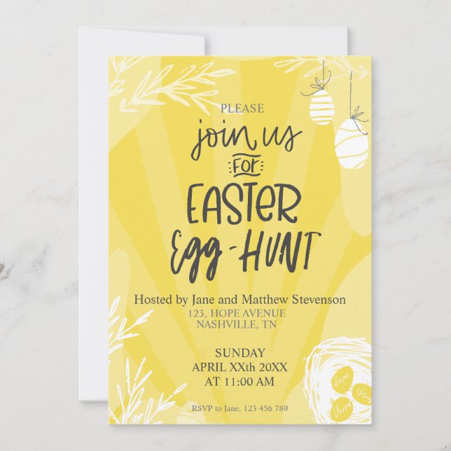 Easter Egg Hunt Spring Party Invitation Template (Front)