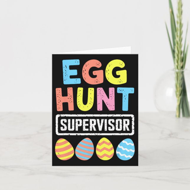 Easter Egg Hunt Supervisor Rabbit Bunny Easter Day Card (Front)